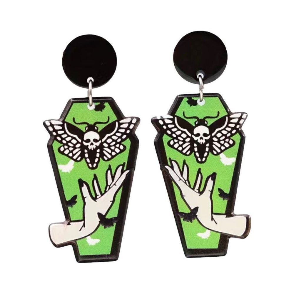 New Coffin Shaped Death Moth Acrylic Jewelry Halloween Vampire Witch Goth
